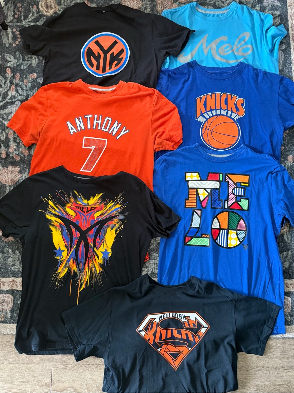 Lot of 7 Nike DriFit L New York Knicks Carmelo Shirt Jordan Ewing Brunson Finals